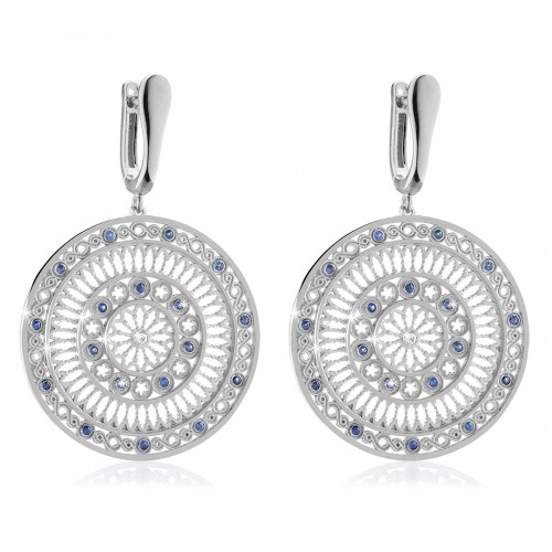 Sterling silver AQUA rose window of Assisi earrings
