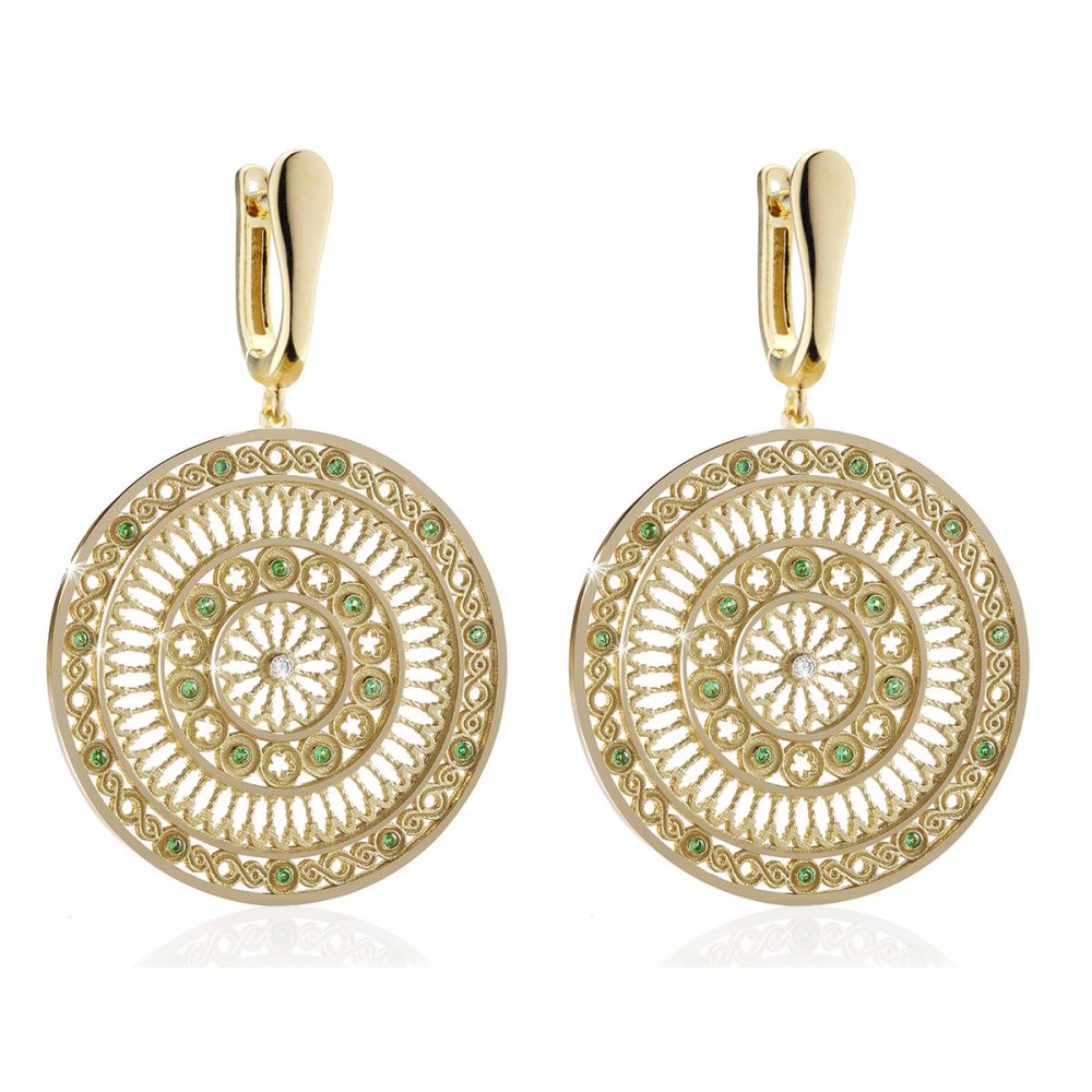 Yellow gold TERRA rose window earrings