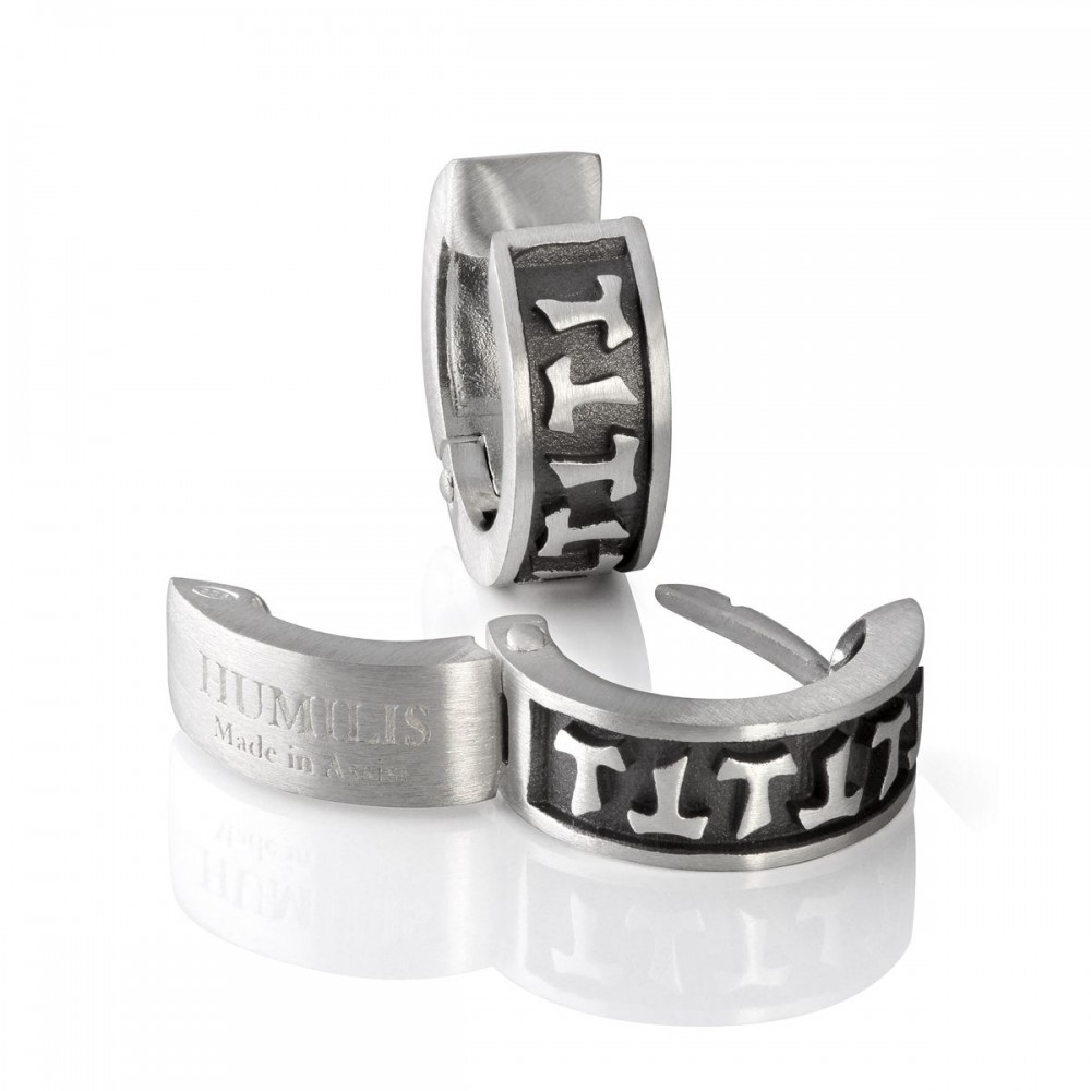 Humilis orecchini a cerchietto in argento brunito