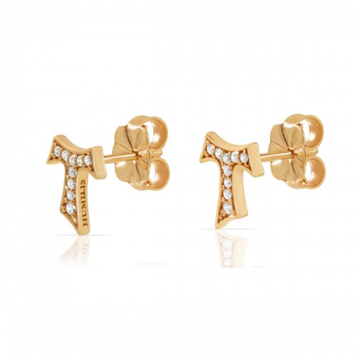 Humilis yellow gold plated sterling silver earrings with zirconia