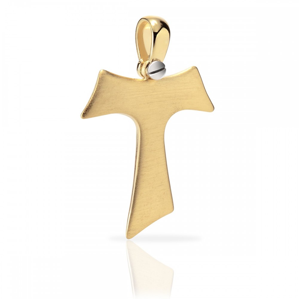 Humilis yellow gold satin Tau cross