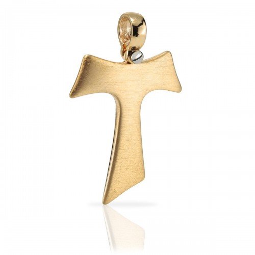Humilis Croce Tau in oro giallo satinato