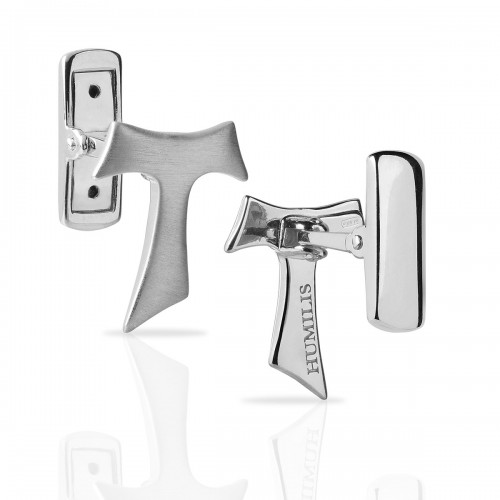Humilis satin white gold Tau cufflinks