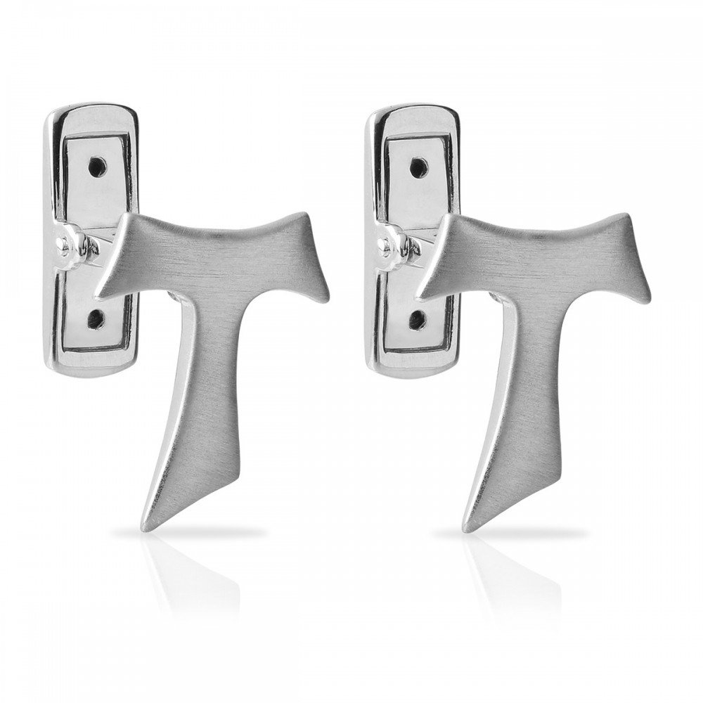 Humilis satin white gold Tau cufflinks