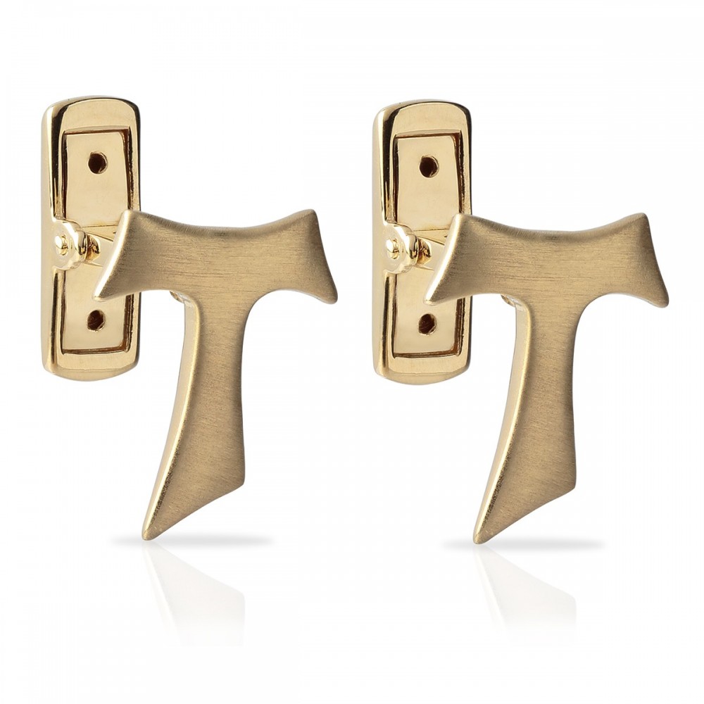 Humilis satin yellow gold Tau cufflinks