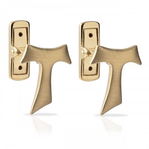 Humilis satin yellow gold Tau cufflinks
