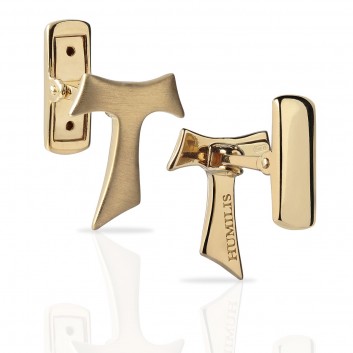 Humilis satin yellow gold Tau cufflinks