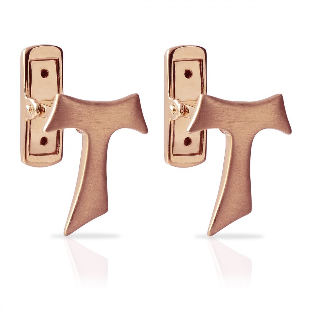 Humilis satin rose gold Tau cufflinks