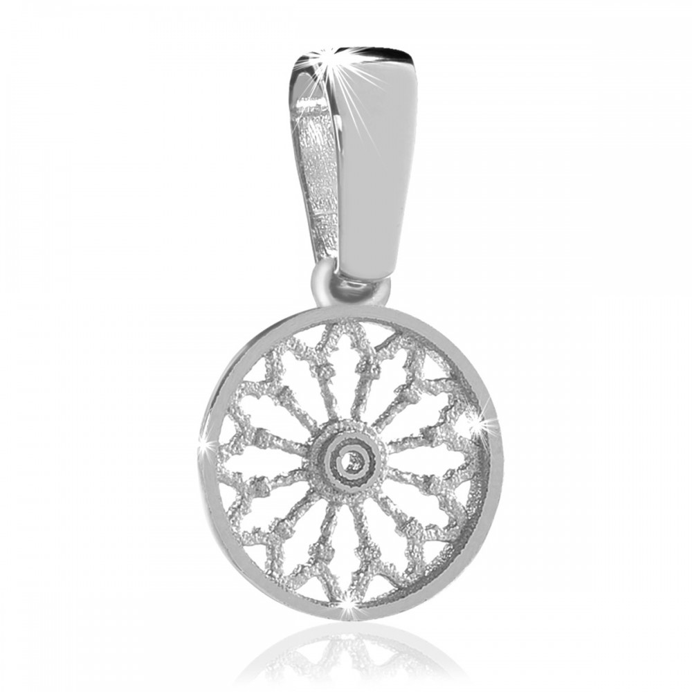 Sterling silver rose window pendant