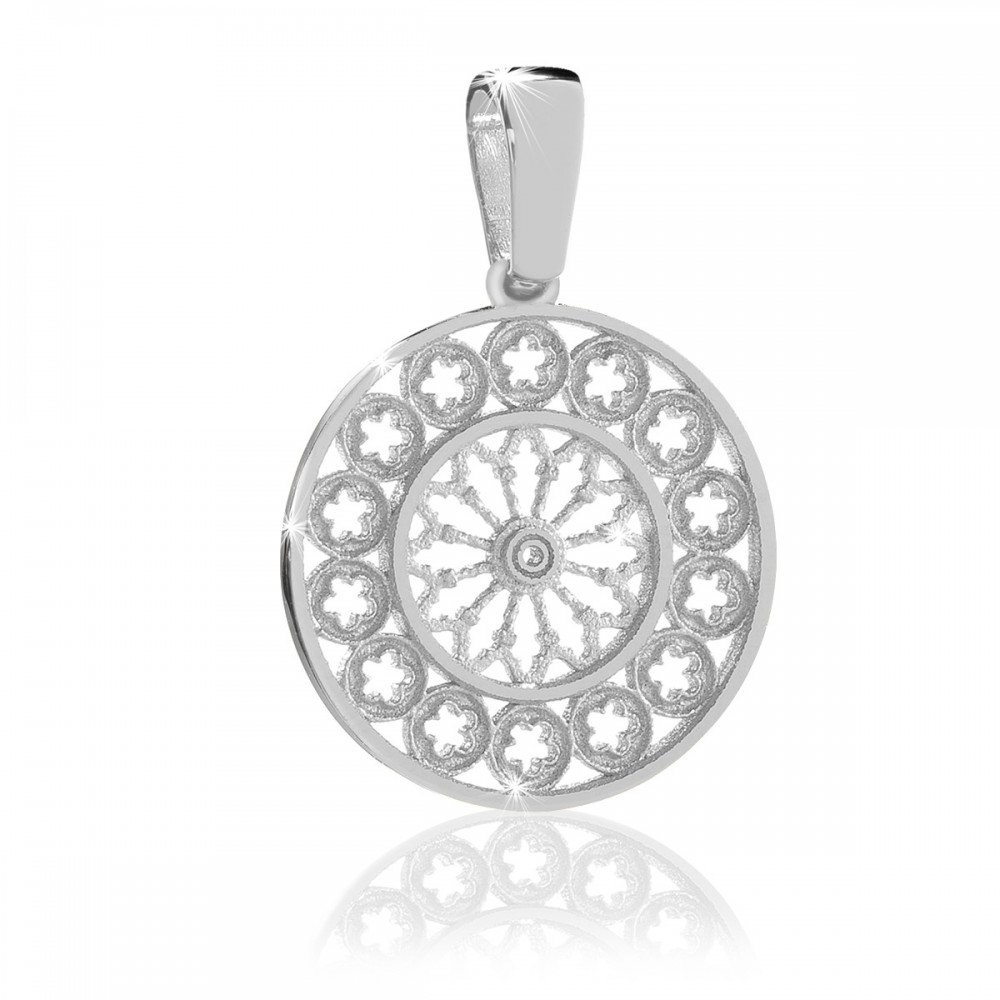 Humilis sterling silver rose window pendant