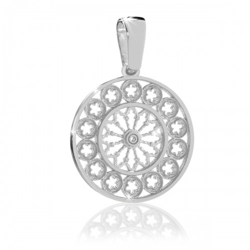 Humilis sterling silver rose window pendant