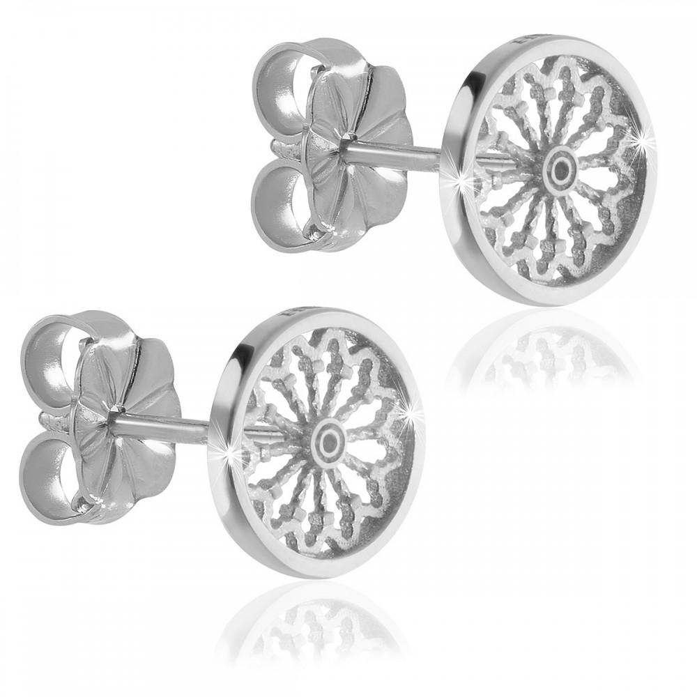 Sterling silver rose window earrings