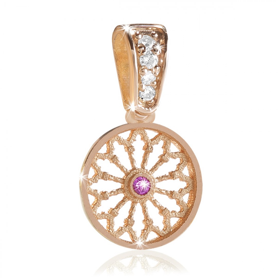 Sterling silver FOCU rose window charm