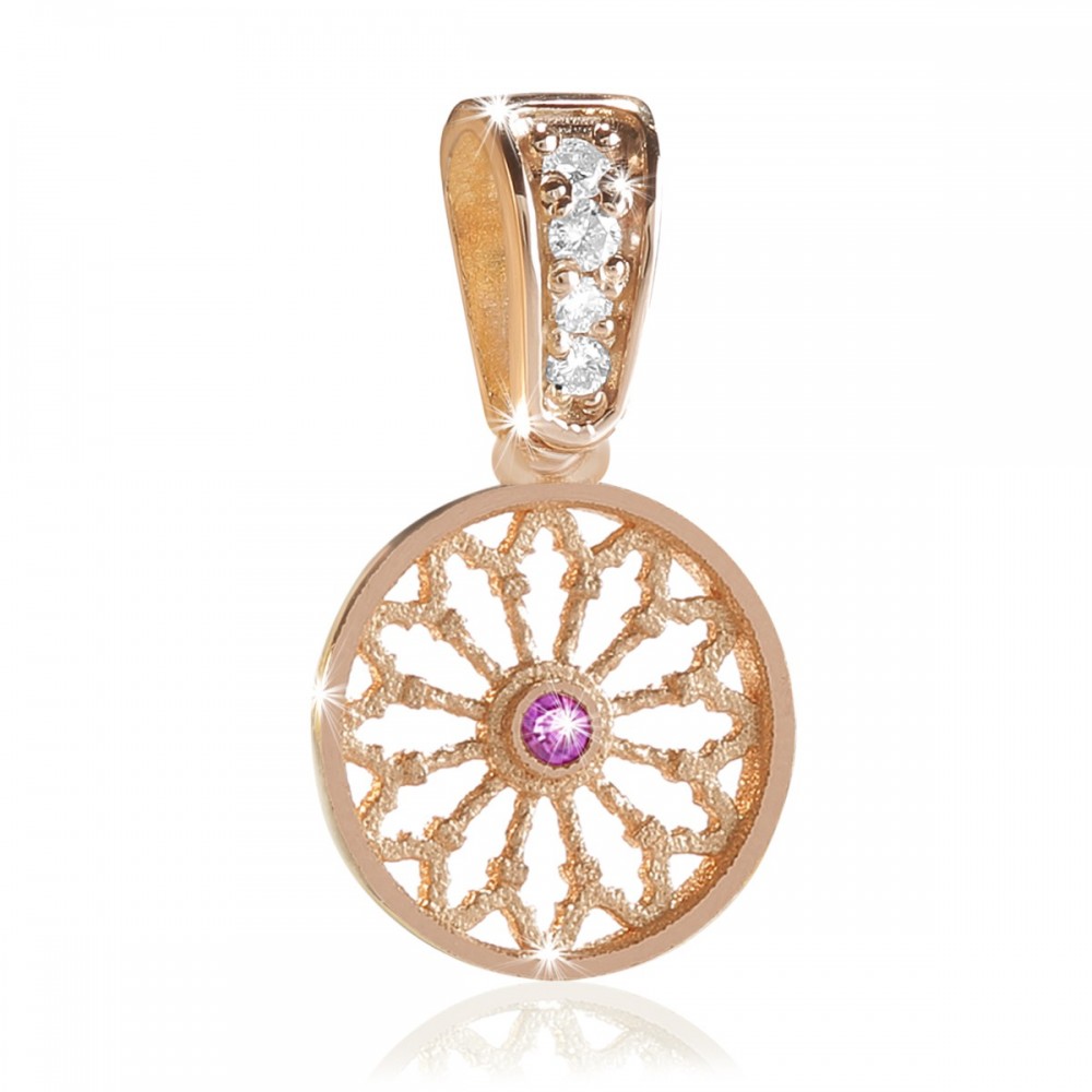 Sterling silver FOCU rose window charm