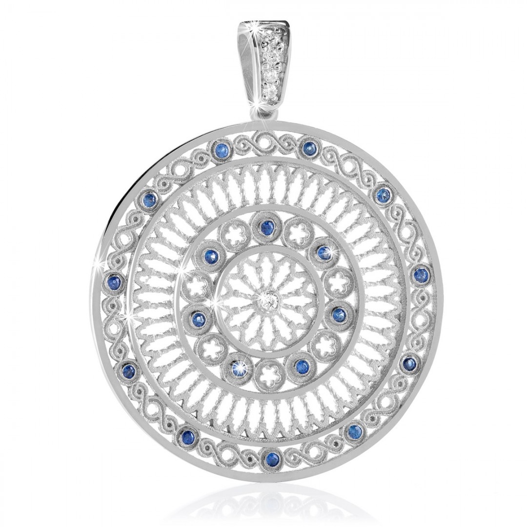 Pendente rosone AQUA in argento ciondolo