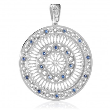 Pendente rosone AQUA in argento ciondolo