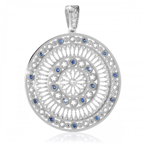 Pendente rosone AQUA in argento ciondolo