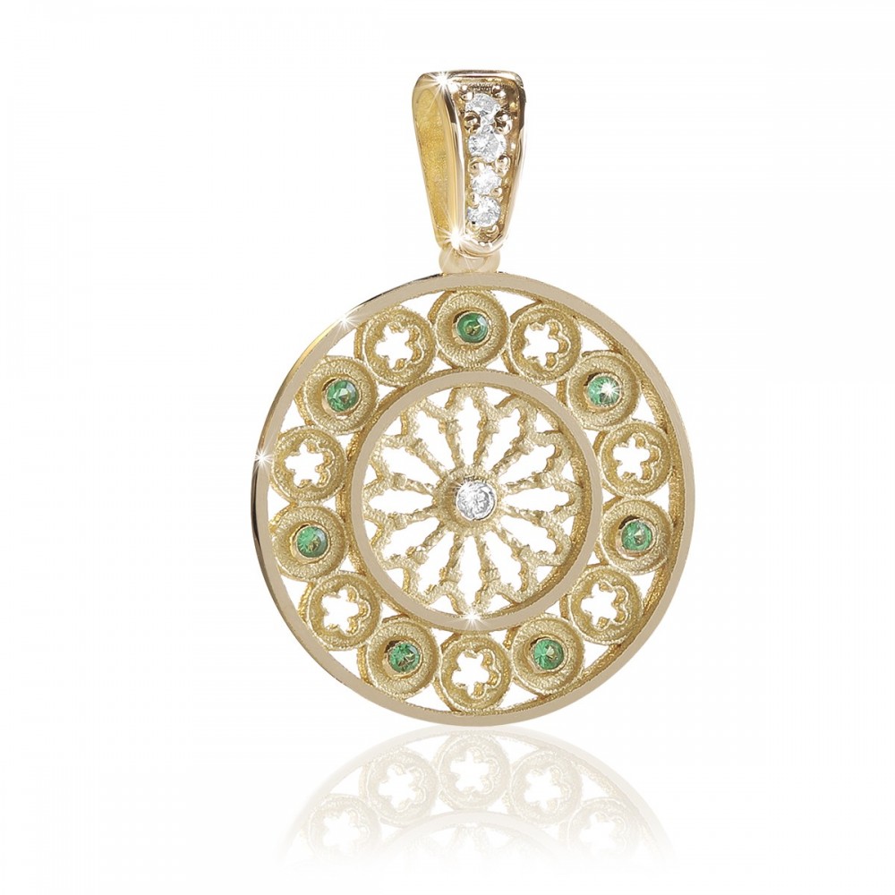 Rosone gioiello religioso TERRA in oro giallo