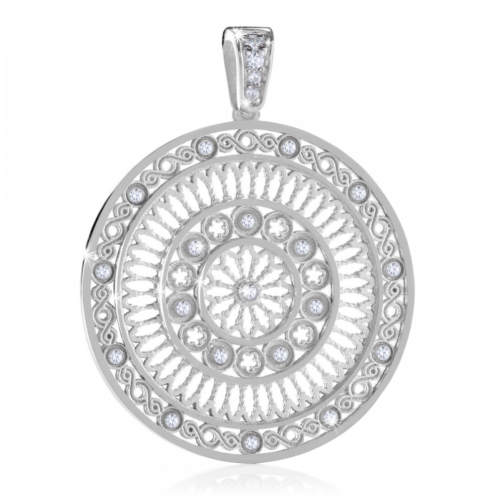 White gold AERE rose window pendant