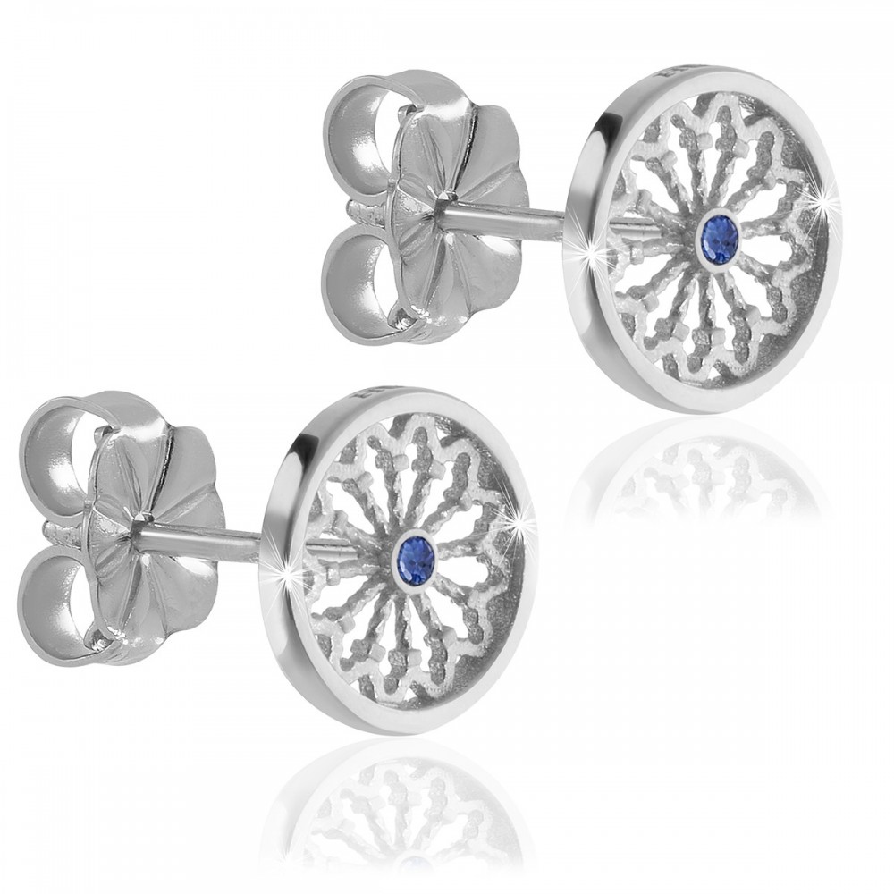 Sterling silver AQUA rose window of Assisi earrings