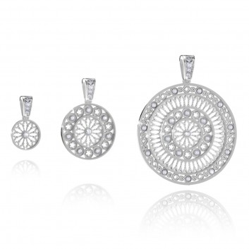 White gold AERE rose window pendant