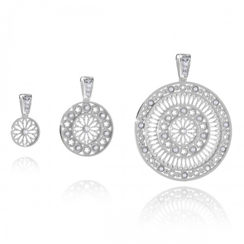 White gold AERE rose window pendant