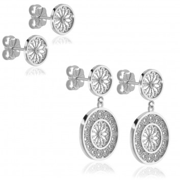 White gold rose window earrings - religious jewellery from Assisi