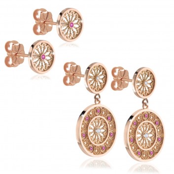 Assisi rose gold FOCU rose window earrings