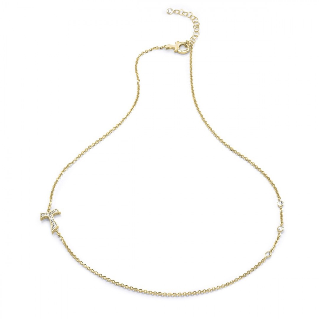 Humilis collana in argento placcato oro giallo con zirconi